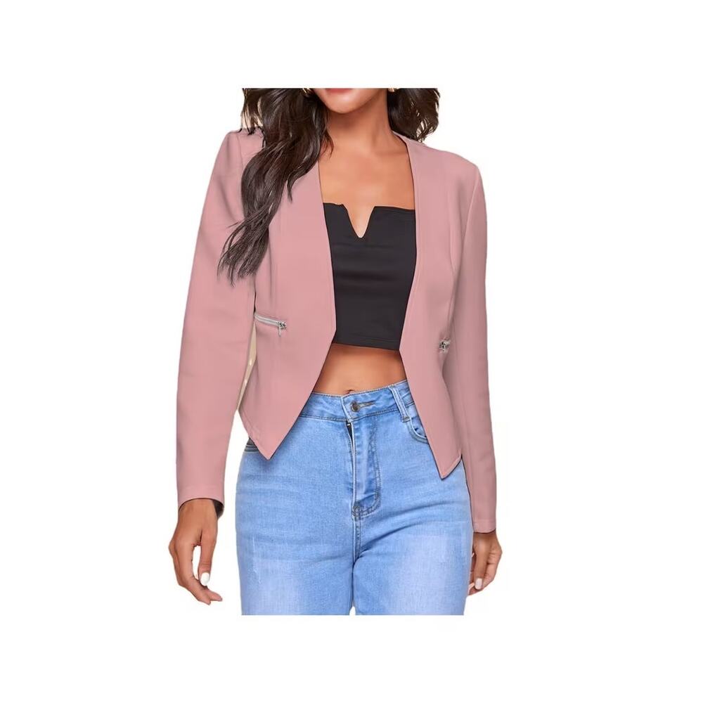 Blush pink cropped open blazer size medium Casual dressy, elegant, professional